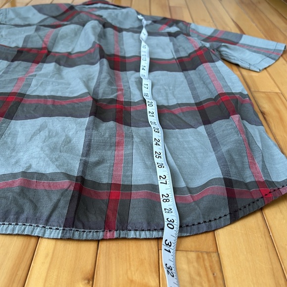 Prana gray and red shirt plaid short sleeve dress shirt size large - Picture 11 of 13